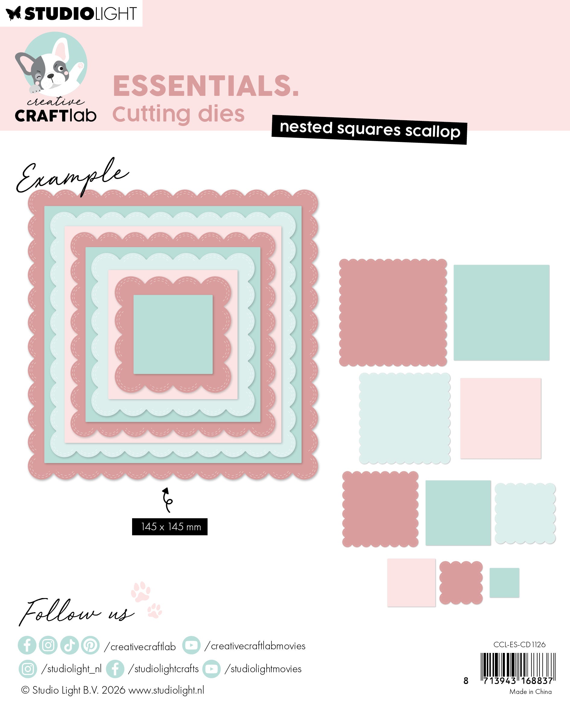 CCL Cutting Dies Nested Squares Scallop Essentials 10 Pieces