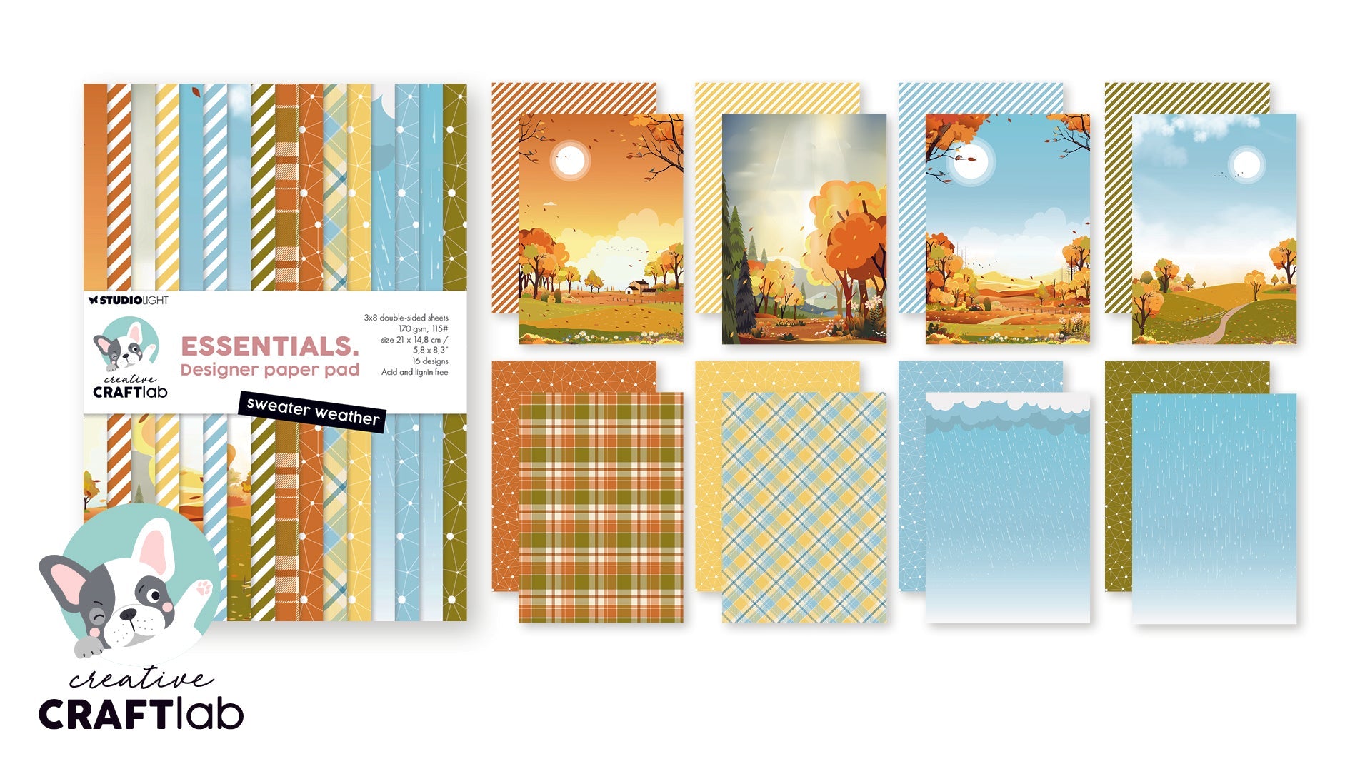 CCL Designer Paper Pad Sweater Weather Essentials 24 Sheets