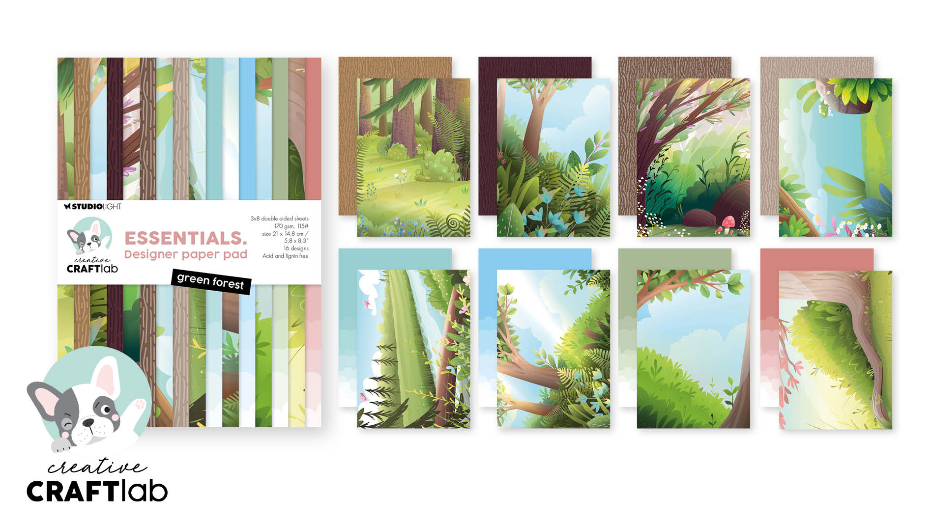 CCL Designer Paper Pad Green Forest Essentials