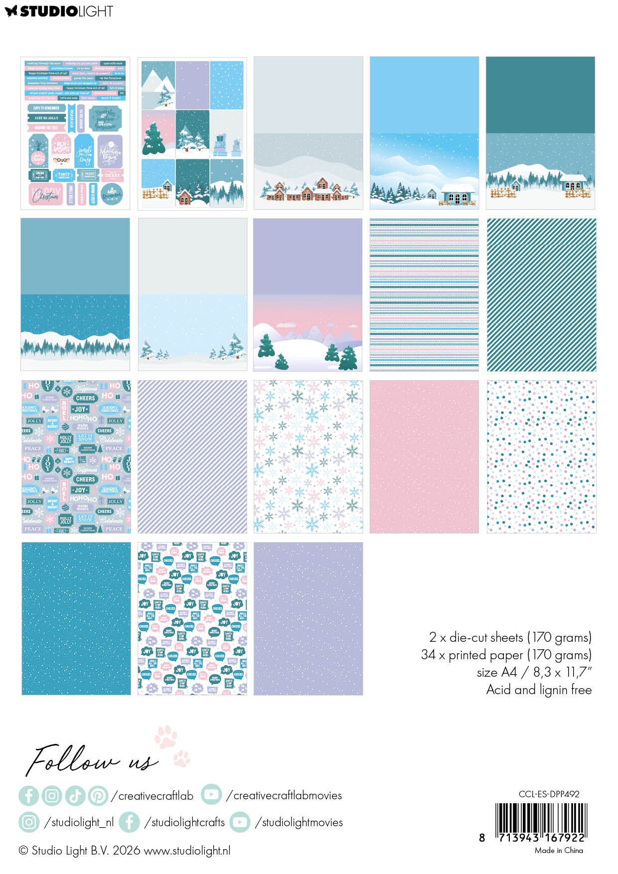 CCL Designer Paper Pad Just So Holly Essentials 36 Sheets