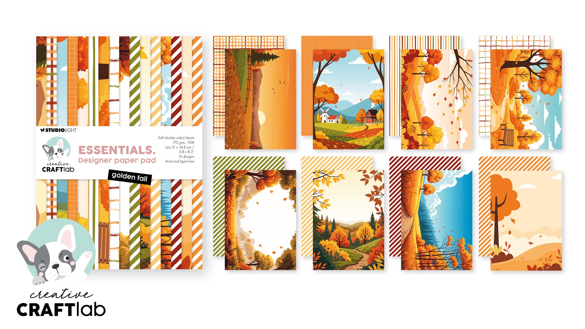 CCL Design Paper Pad Golden Fall Essentials 24 Sheets