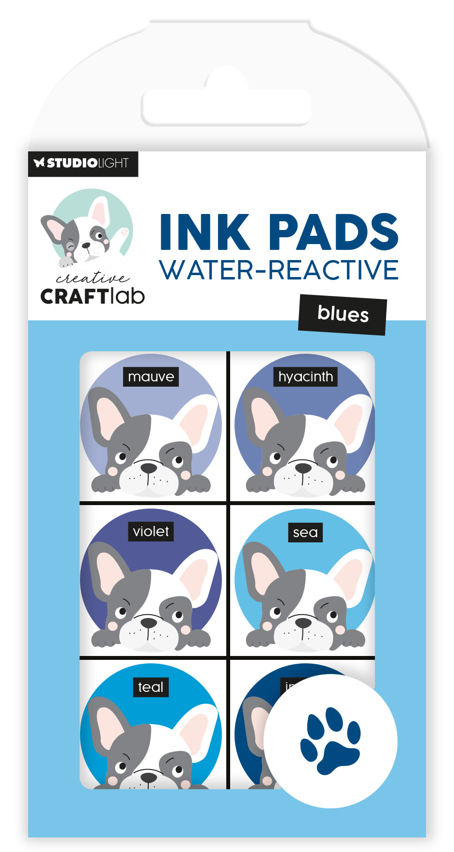 CCL Ink Pads Water-Reactive Blues Essentials 120x70x16mm 6 PC nr.23