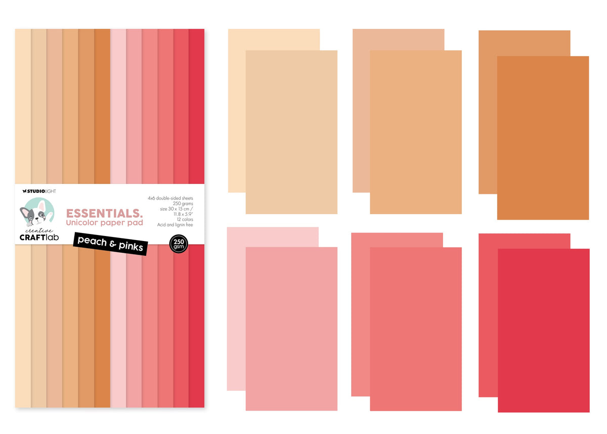 Extesy Paper Unicolor Peach & Pink Scrapbooking Paper Pad, 24 Sheets