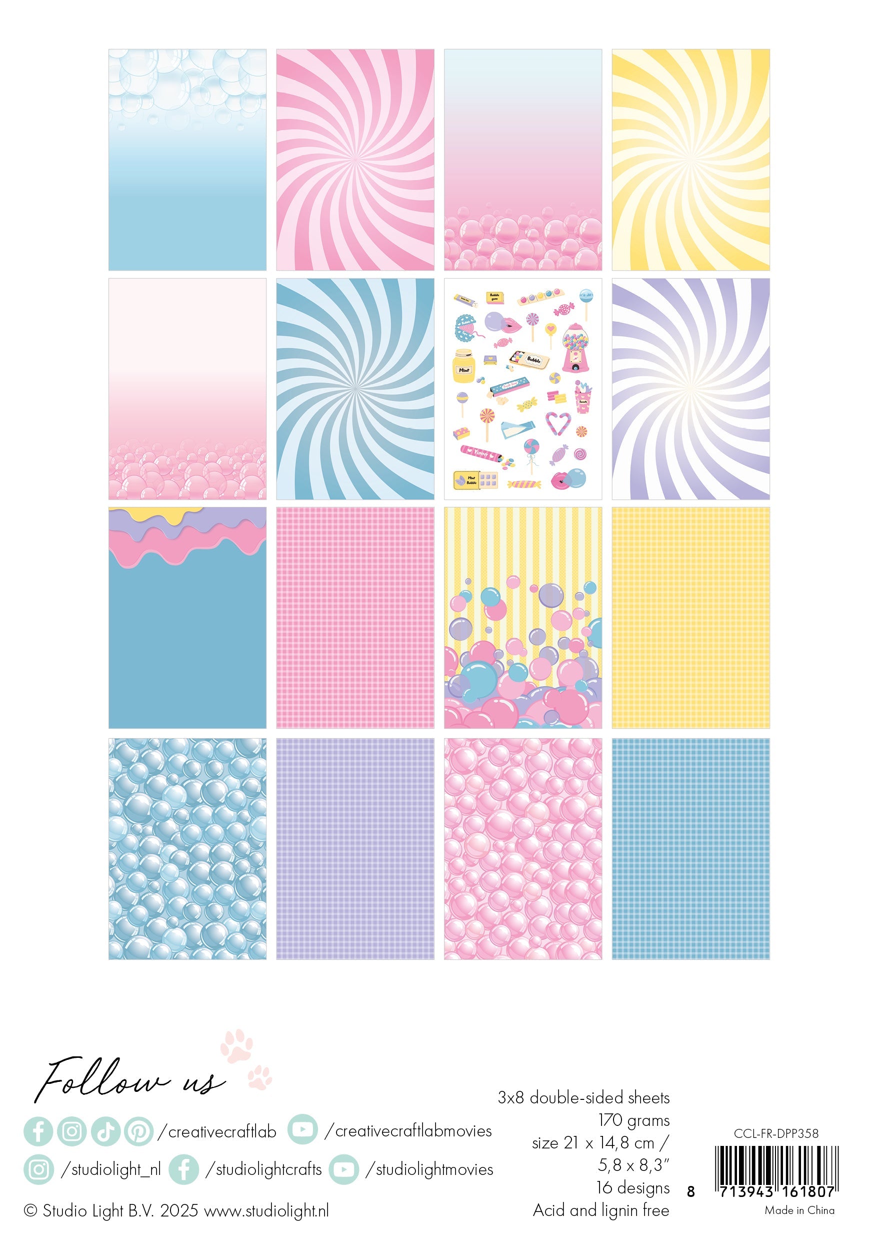 CCL Designer Paper Pad Bubblicious Friendz 24 Sheets