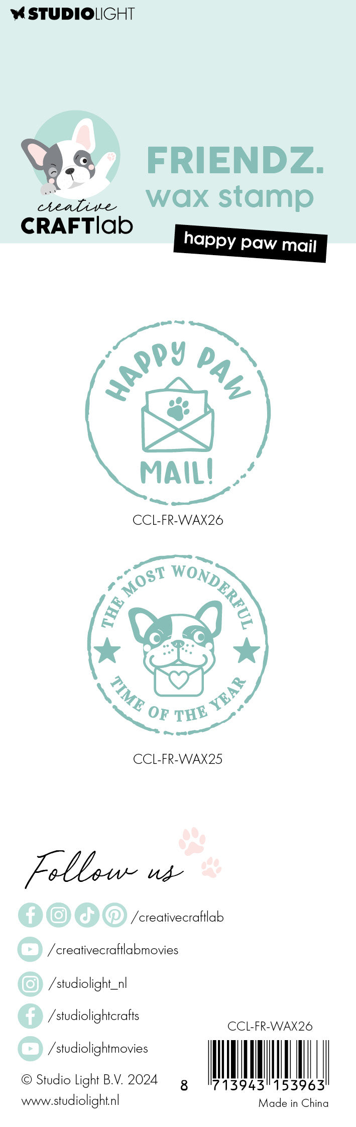 CCL Wax Stamp With Handle Happy Paw Mail Friendz 2 PC