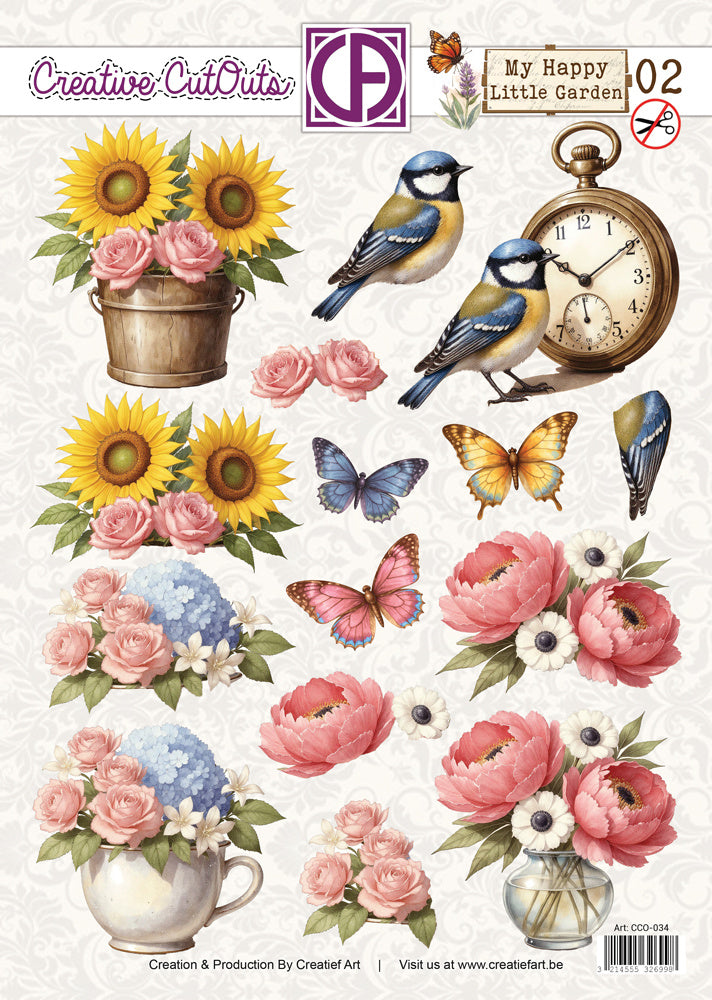 Creatief Art - 3D Die-Cut Sheet - My Happy Little Garden 02