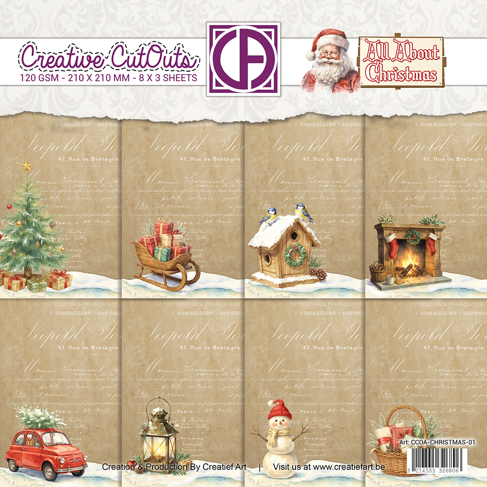 Creatief Art - "Vintage Parchment" - Collage Paper -  All About Christmas