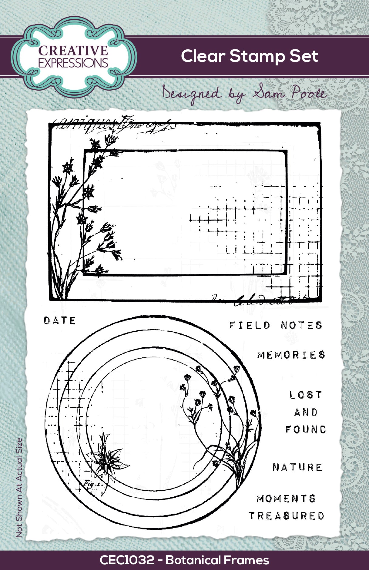 Creative Expressions Sam Poole Botanical Frames 6 in x 4 in Clear Stamp Set