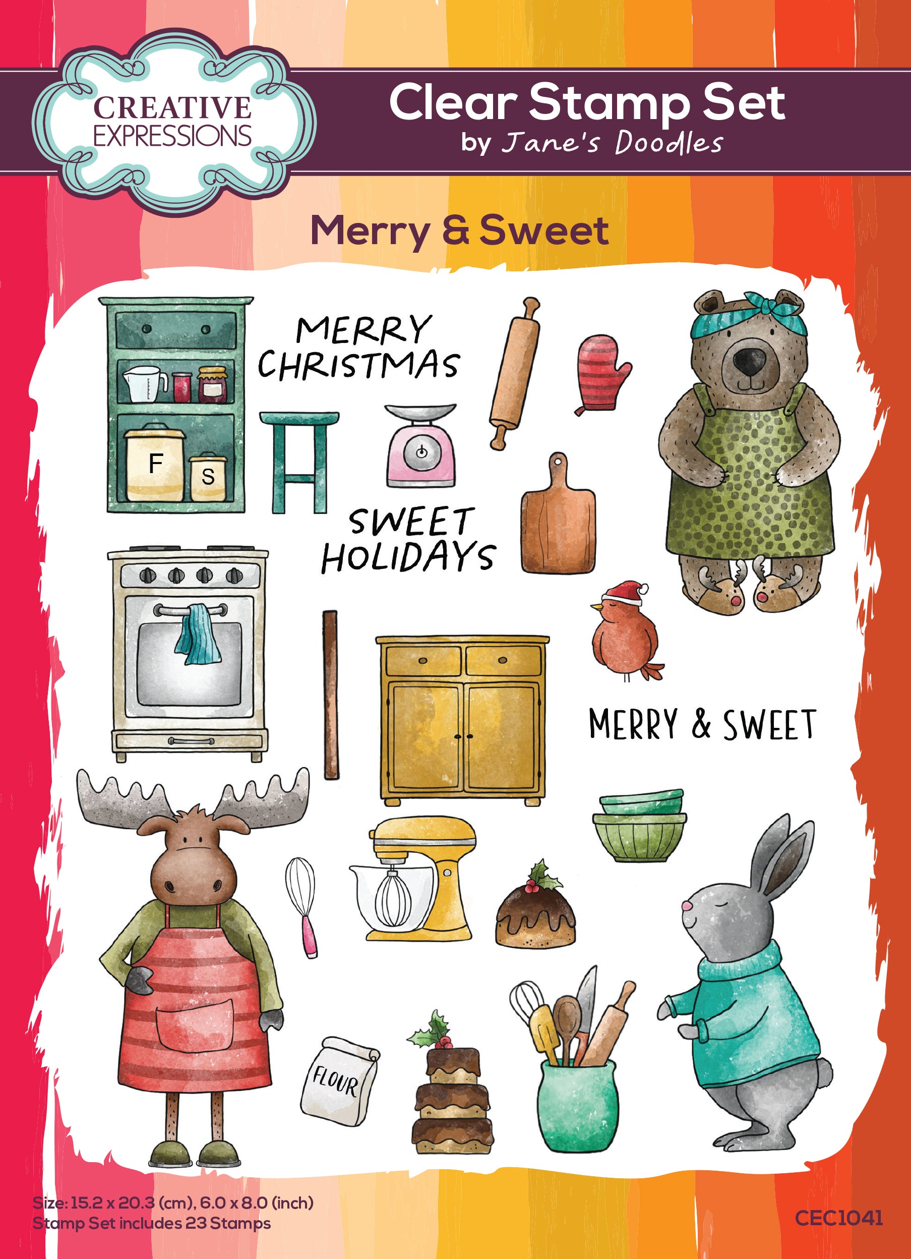 Creative Expressions Jane's Doodles Merry & Sweet 6 in x 8 in Clear Stamp Set