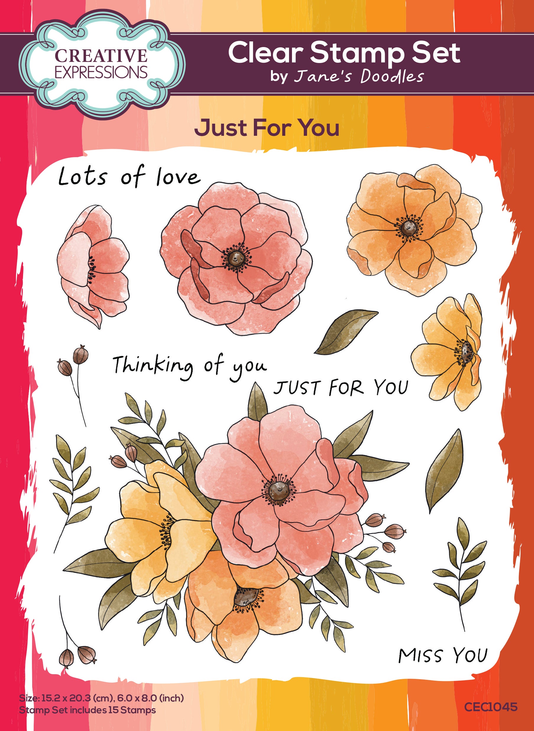 Creative Expressions Jane's Doodles Just For You 6 in x 8 in Clear Stamp Set