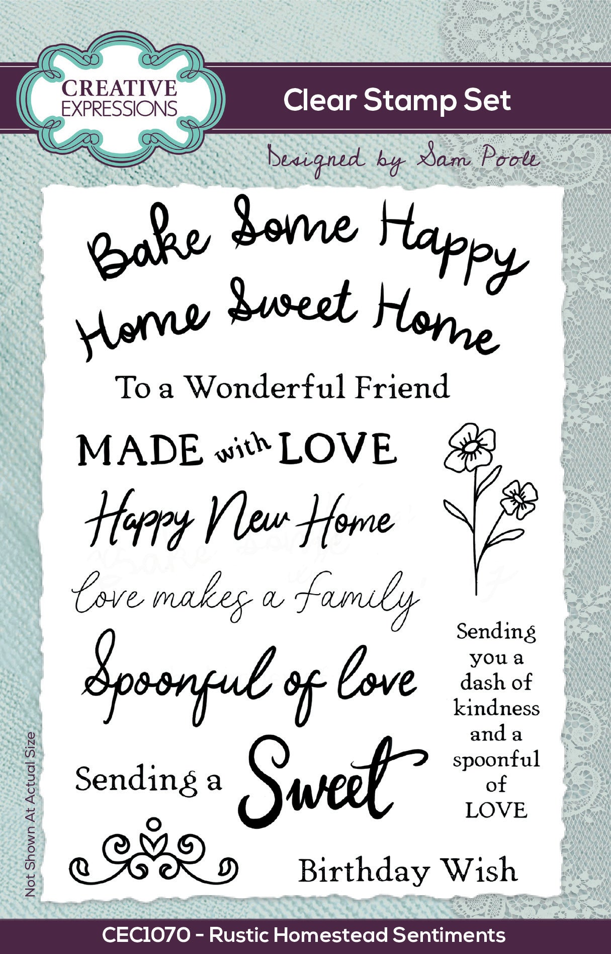 Creative Expressions Sam Poole Rustic Homestead Sentiments 4 in x 6 in Clear Stamp Set