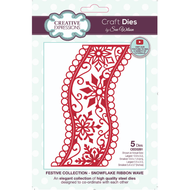 Creative Expressions Sue Wilson Festive Snowflake Ribbon Wave Craft Die