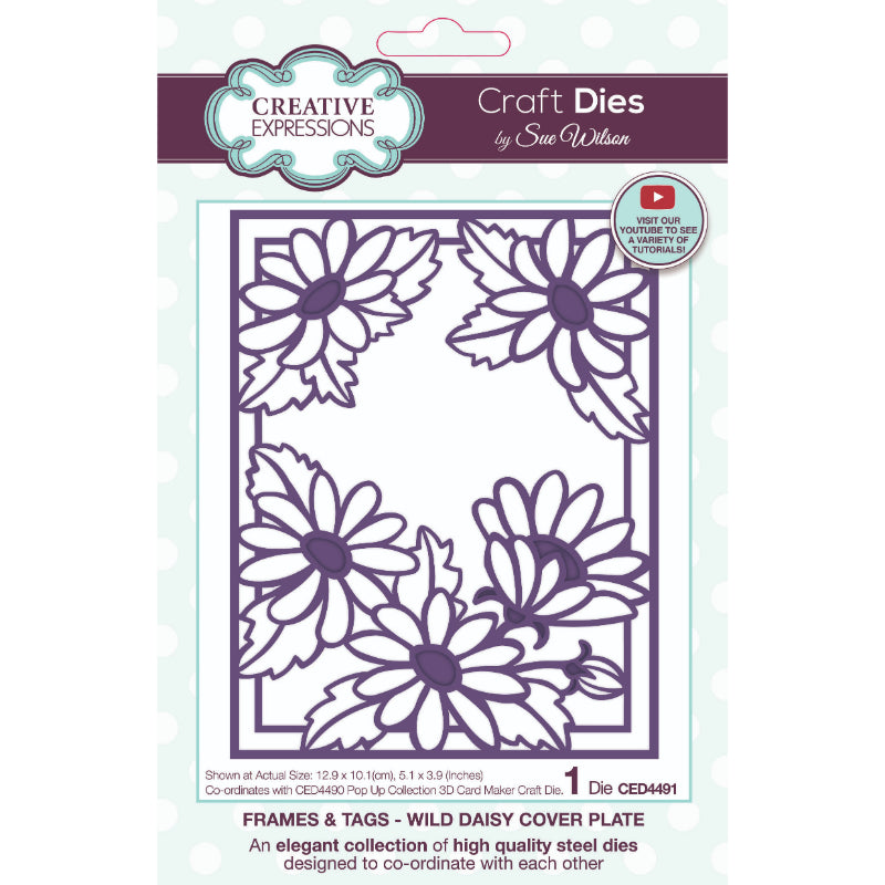 Creative Expressions Sue Wilson Frames & Tags Wild Daisy Cover Plate Craft Die