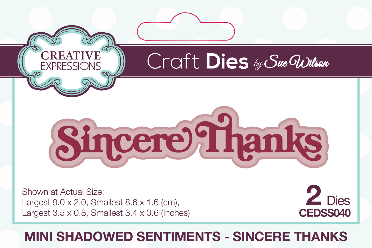Creative Expressions Sue Wilson Mini Shadowed Sentiments Sincere Thanks Craft Die