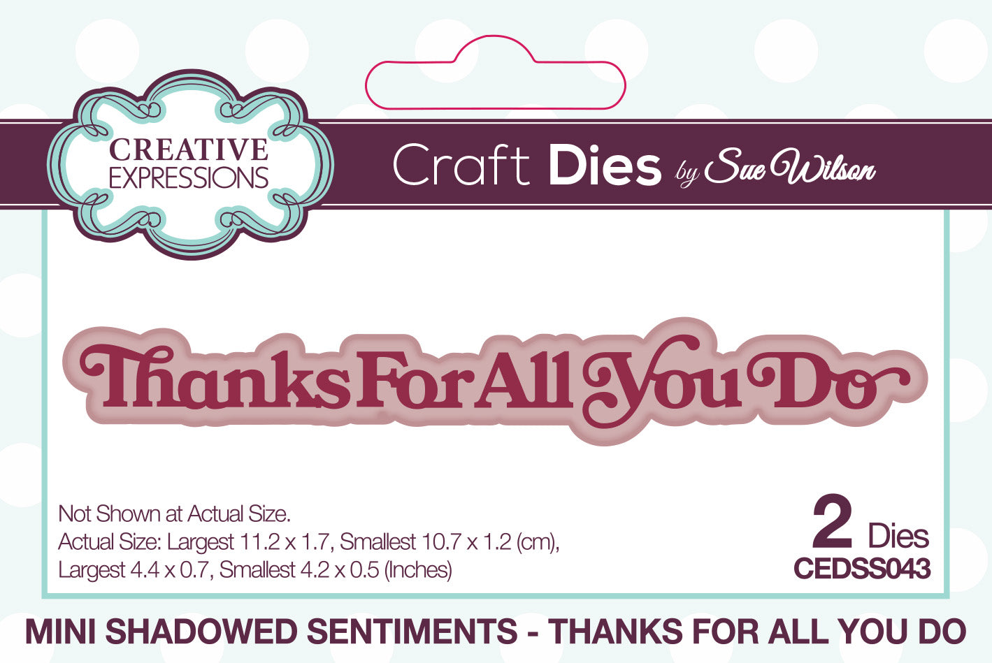 Creative Expressions Sue Wilson Mini Shadowed Sentiments Thanks For All You Do Craft Die