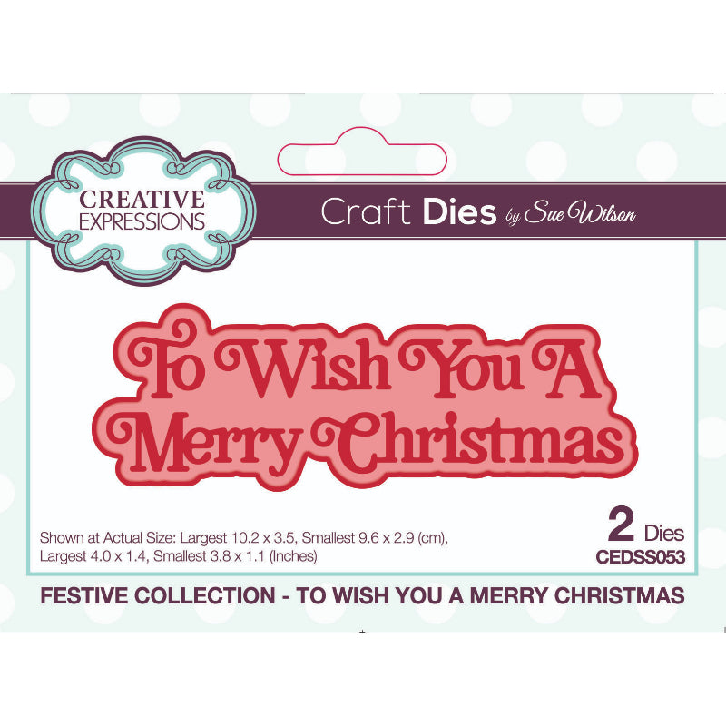 Creative Expressions Sue Wilson Festive Shadowed Sentiments To Wish You A Merry Christmas Craft Die