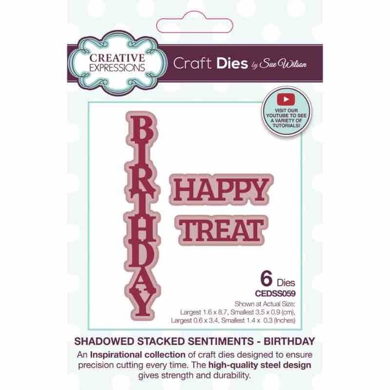 Creative Expressions Sue Wilson Birthday Shadowed Stacked Sentiment Craft Die