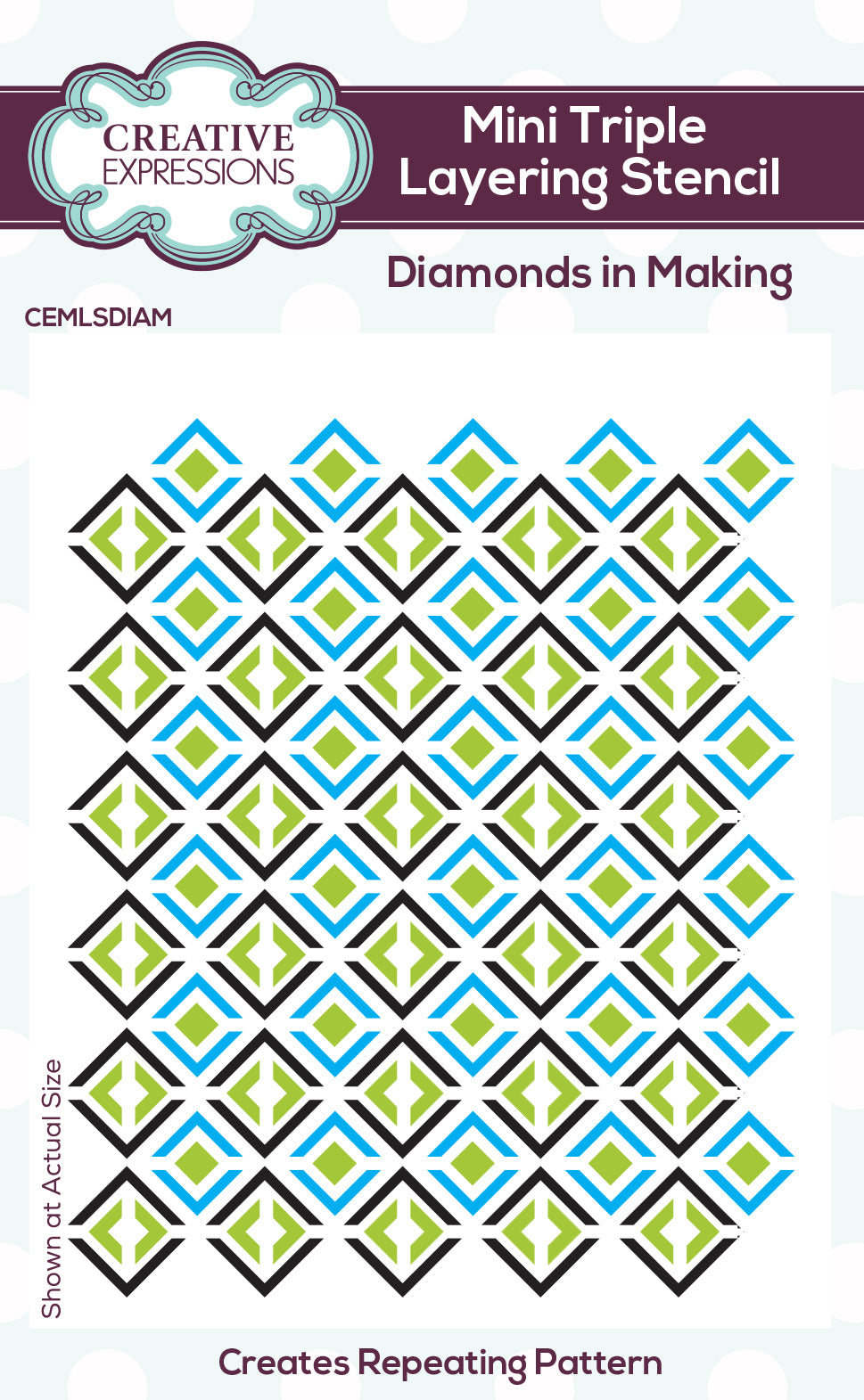 Creative Expressions Diamonds In Making Mini Triple Layering Stencil 4 in x 3 in Set of 3