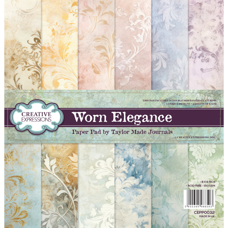 Creative Expressions Taylor Made Journals Worn Elegance 8 in x 8 in Paper Pad