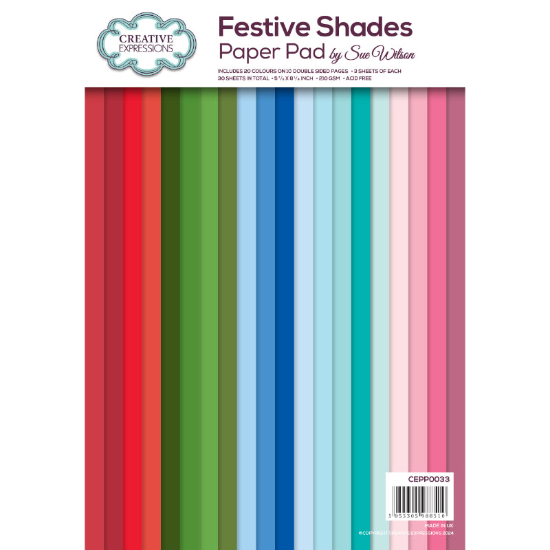 Creative Expressions Sue Wilson Festive Shades 6 in x 8 in Paper Pad