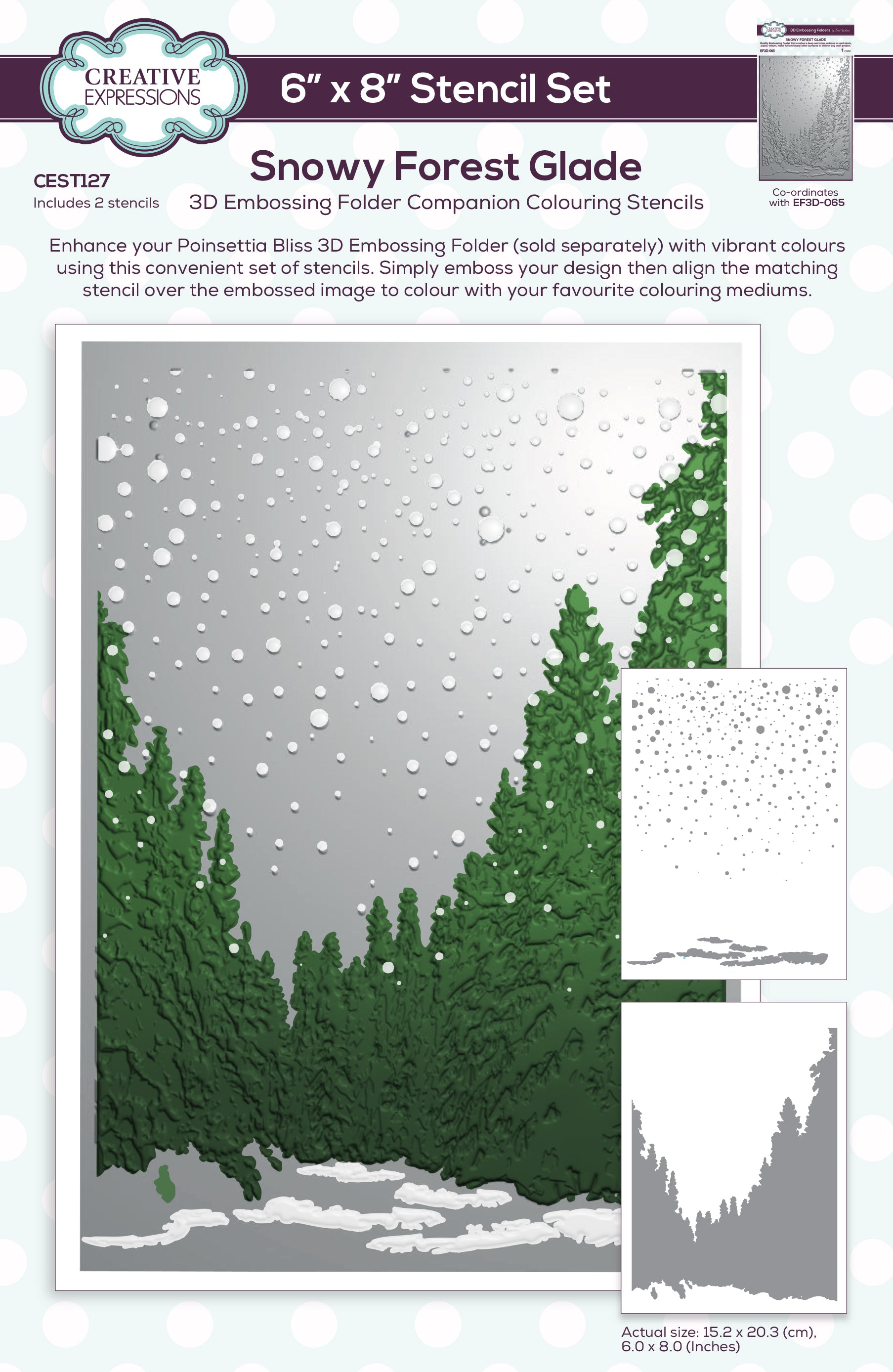 Creative Expressions Snowy Forest Glade Companion Colouring Stencil Set 6 in x 8 in 2pk