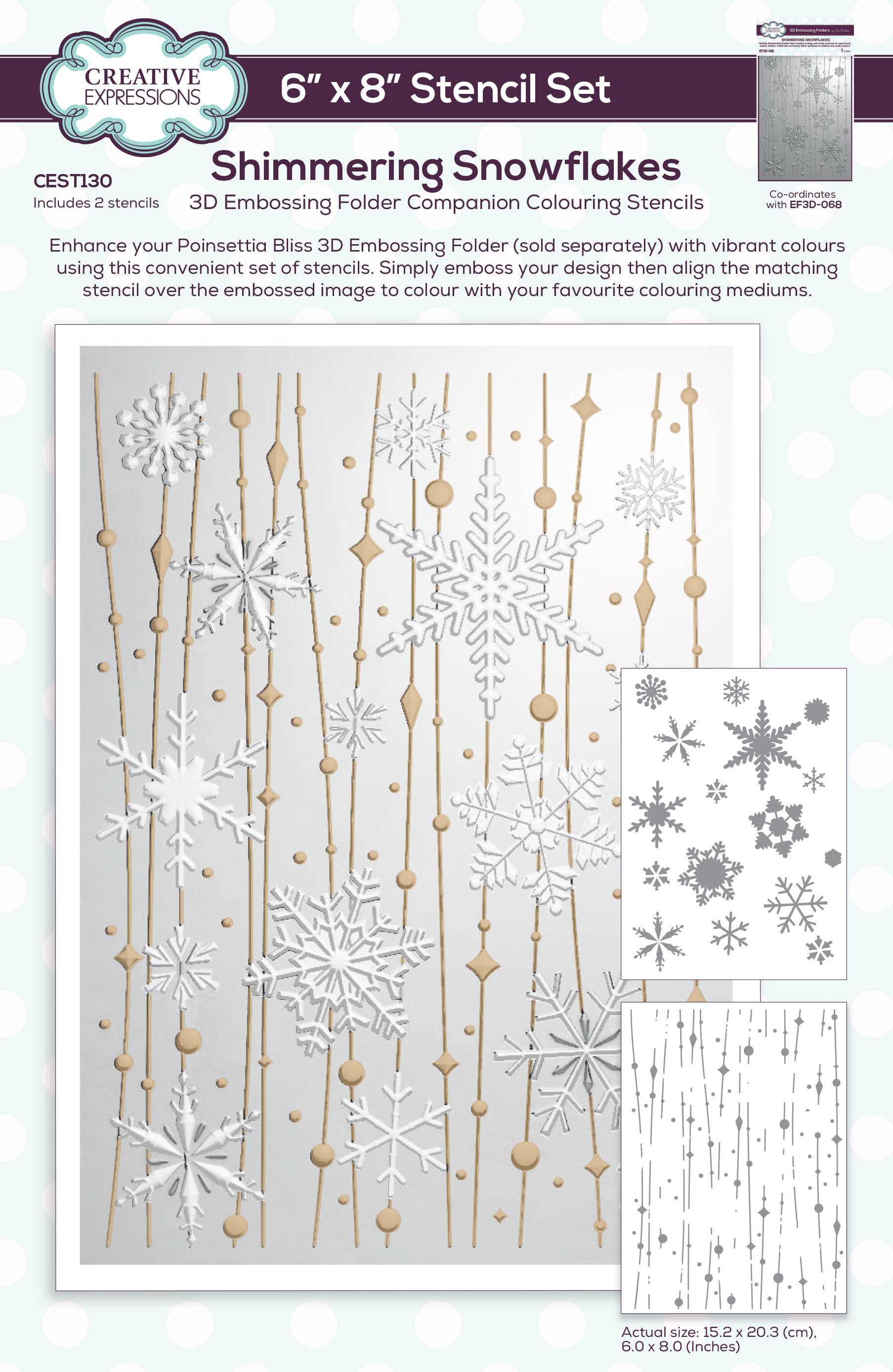 Creative Expressions Shimmering Snowflakes Companion Colouring Stencil Set 6 in x 8 in 2pk
