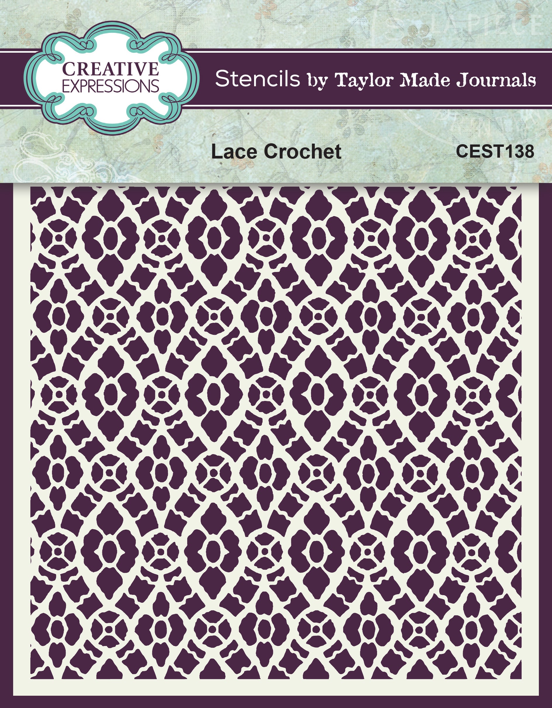 Creative Expressions Taylor Made Journals Lace Crochet 6 in x 6 in  Stencil