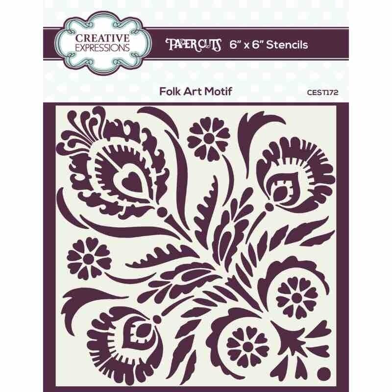 Creative Expressions Paper Cuts Folk Art Motif 6 in x 6 in Stencil