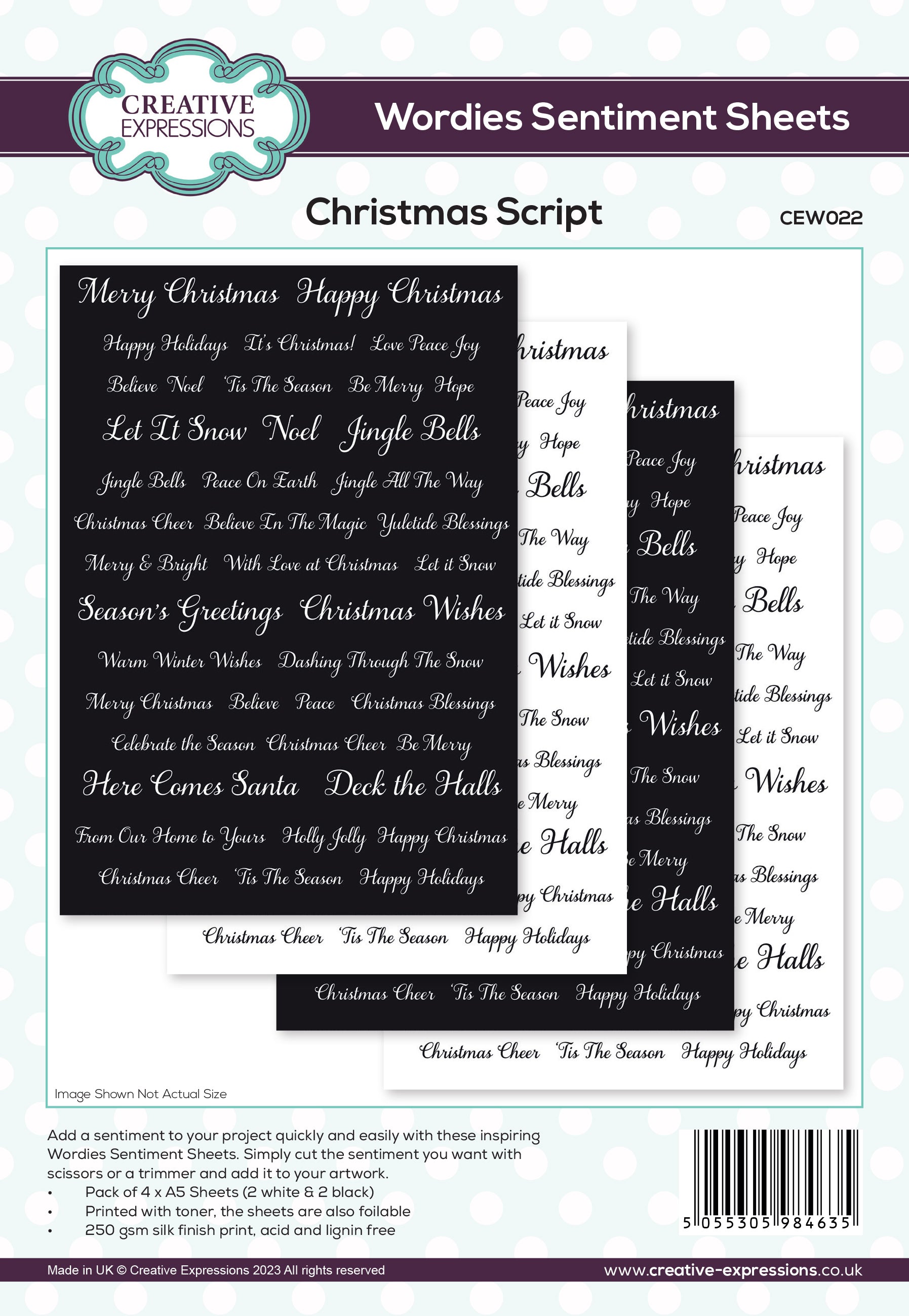 Creative Expressions Wordies Sentiment Sheets Christmas Script