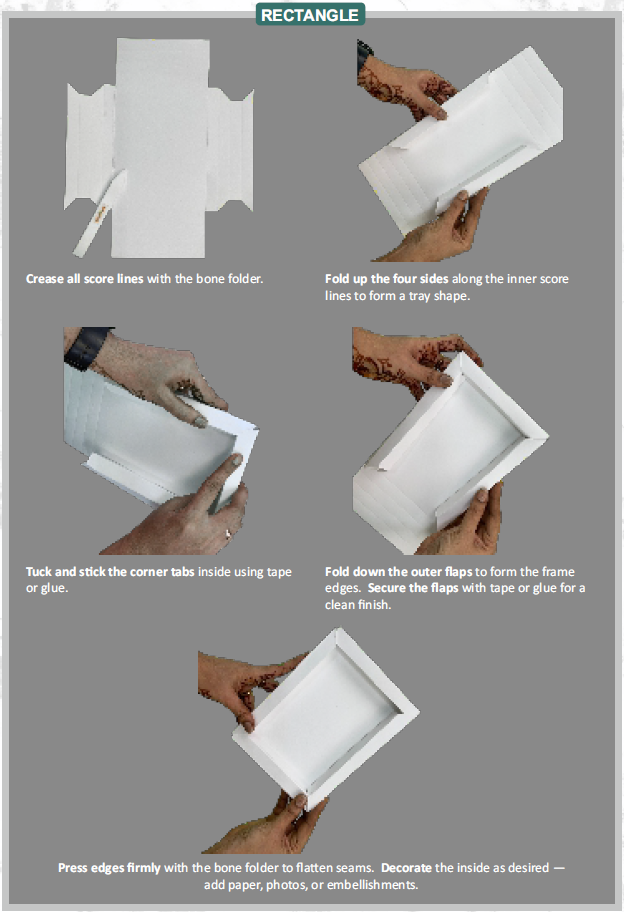 CrafTreat 3D Fold Shapes - Frames White - Rectangle Combo 4pcs