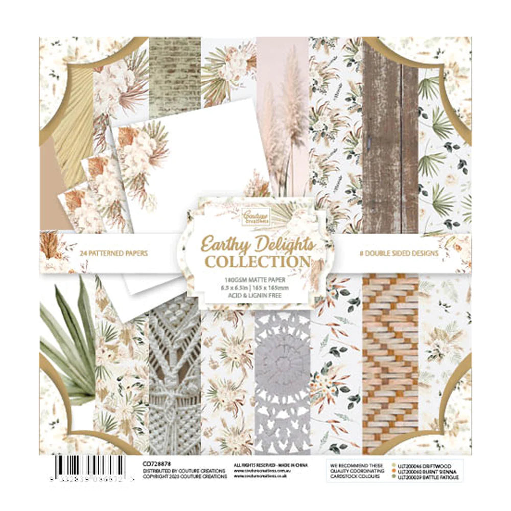 Couture Creations - Earthy Delights 6.5 x 6.5 Paper Pad (3 x 8 Designs | 24 Sheets)