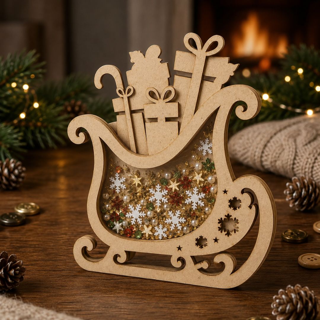 CrafTreat 3D Shaker Chipboards - Sleigh