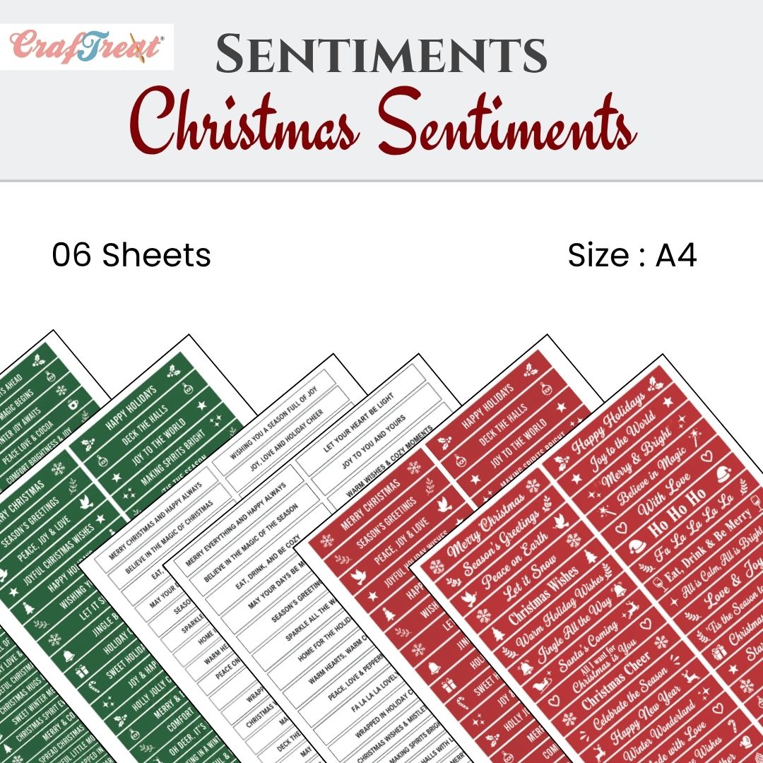 CrafTreat Sentiment Sheets - Christmas Sentiments 6 Designs