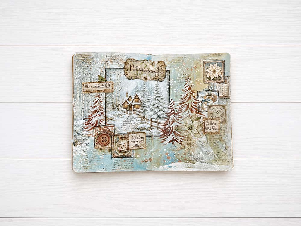 Scrapbooking Printed Pad For Art And Craft 22 Sheets cm 20.3x20.3 (8"x8") Single Face White Christmas