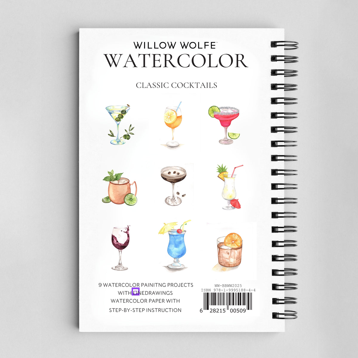Willow Wolfe - Watercolor Workbook: Classic Cocktails by Nya Wolfe