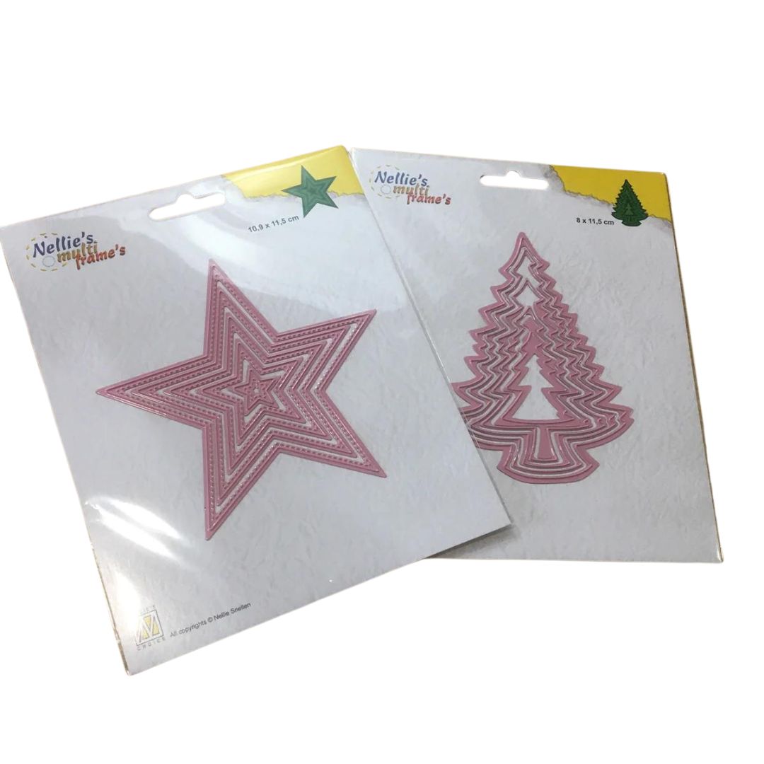 Pin It Nellie's Choice Nested Die Duo - Tree and Star - 10 Dies Total