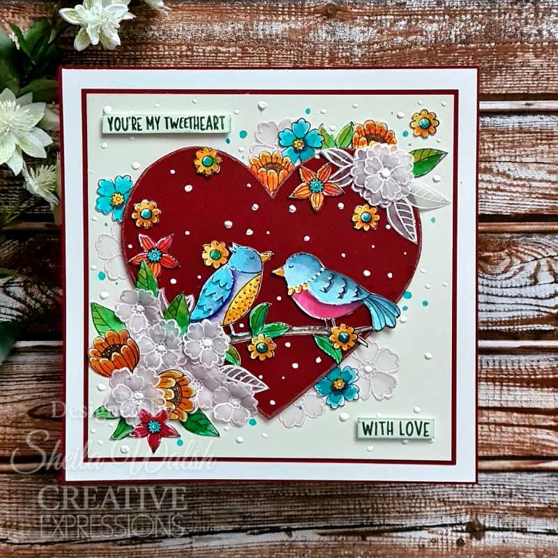 Creative Expressions Jane's Doodles Birdsong Blooms 6 in x 8 in Clear Stamp Set