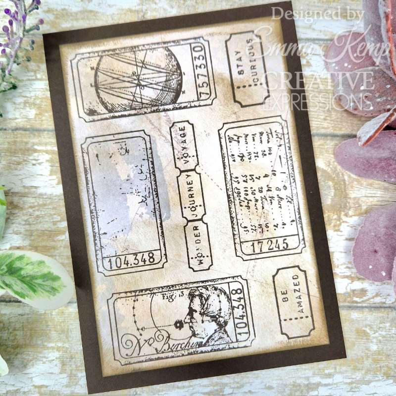 Creative Expressions Sam Poole Cosmo Tickets 4 in x 6 in  Clear Stamp Set