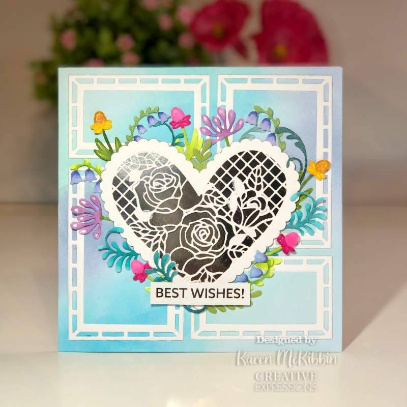 Creative Expressions Sue Wilson Frames & Tags Lace Rose Heart Craft Die