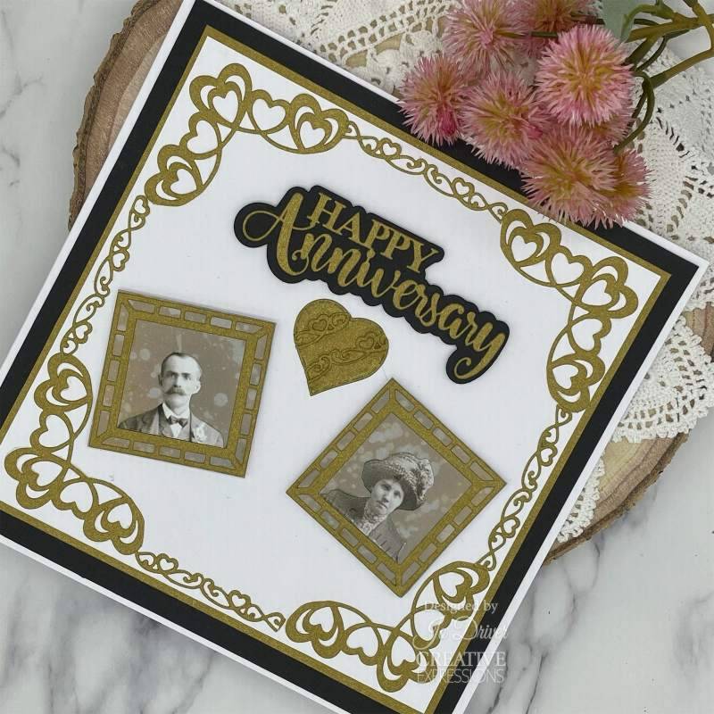 Creative Expressions Sue Wilson Shadowed Sentiments Happy Anniversary Craft Die