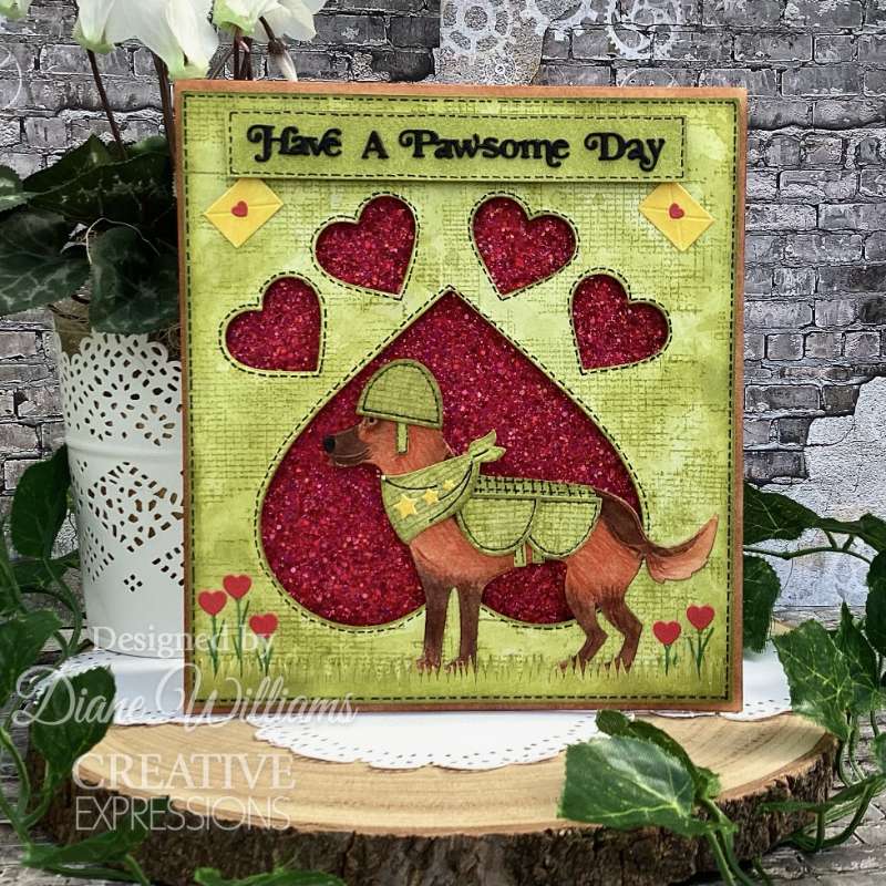 Creative Expressions Sue Wilson Mini Shadowed Sentiments Have A Paw-some Day Craft Die