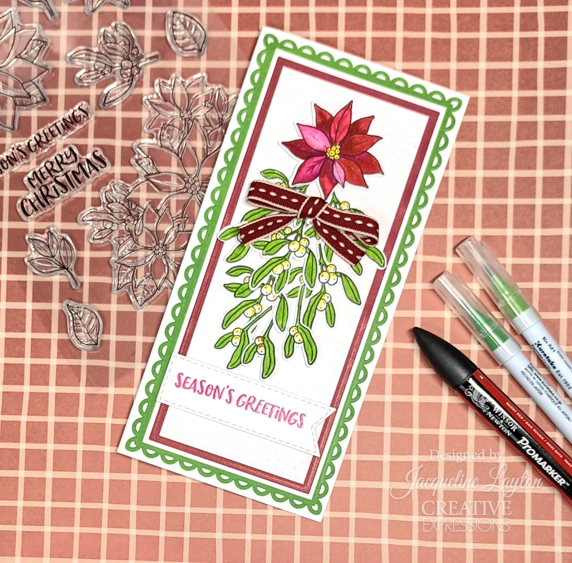 Creative Expressions Jane's Doodles Poinsettia 6 in x 8 in Clear Stamp Set