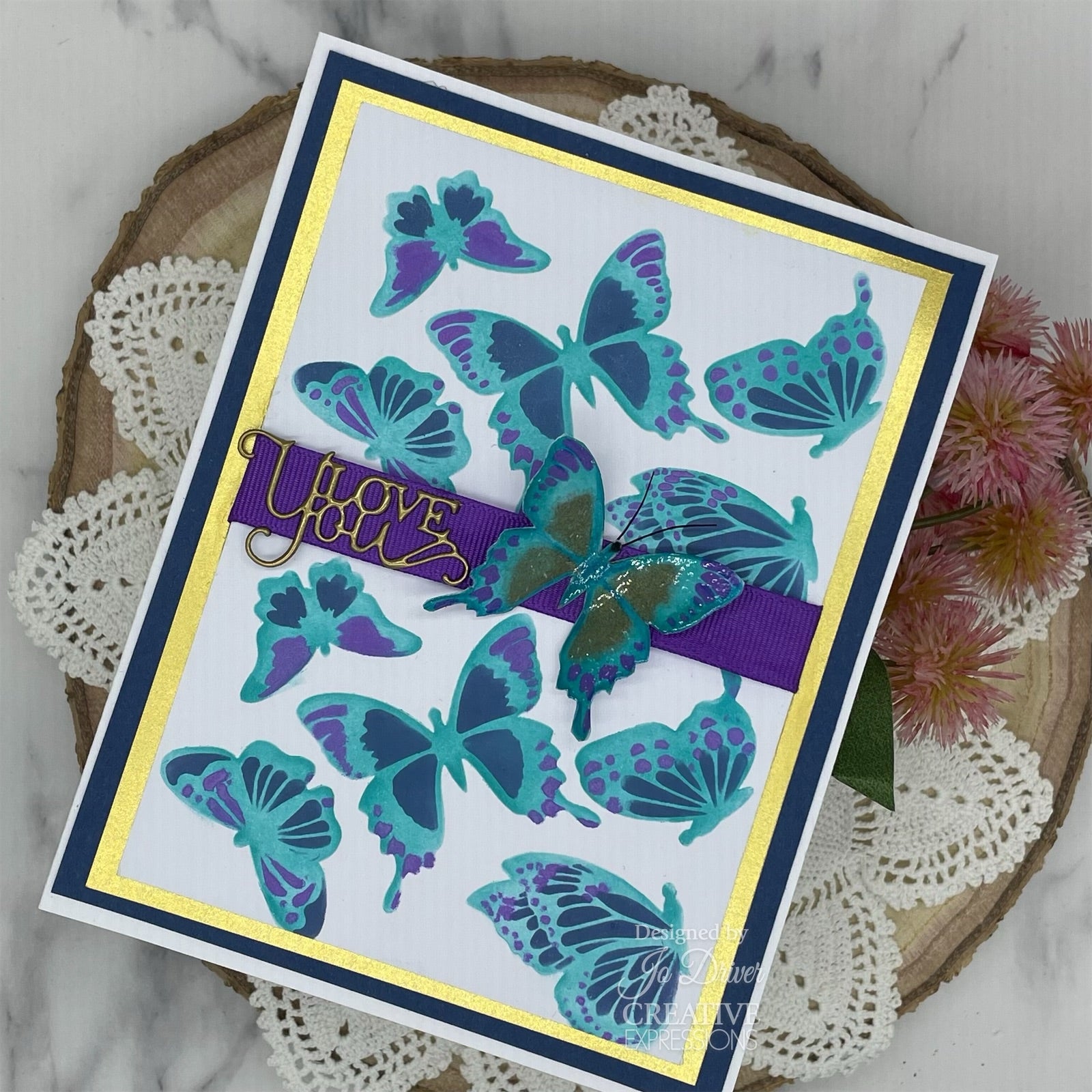 Creative Expressions Butterfly Background Mini Triple Layering Stencil 4 in x 3 in Set of 3