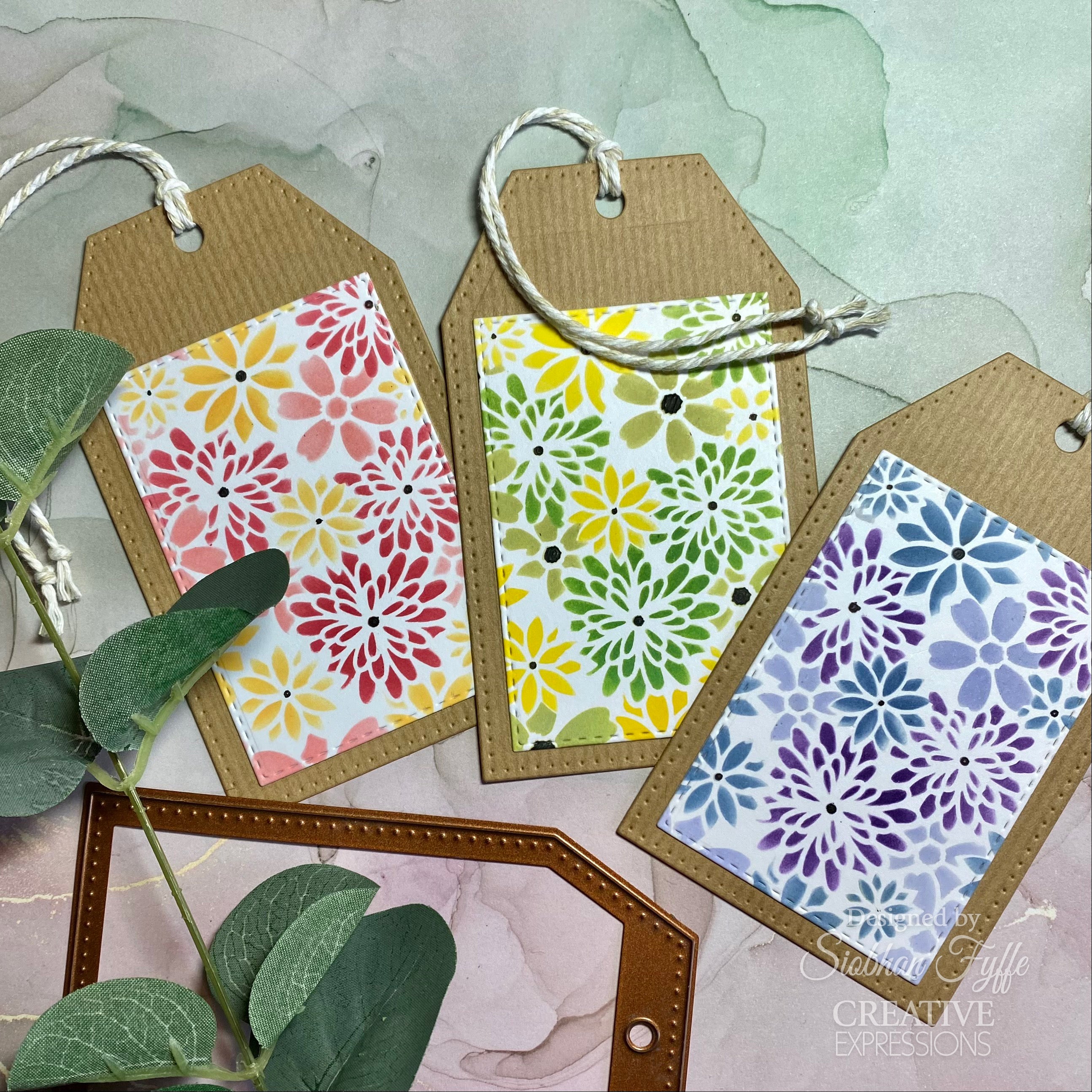 Creative Expressions Chrysanthemum Mini Triple Layering Stencil 4 in x 3 in Set of 3