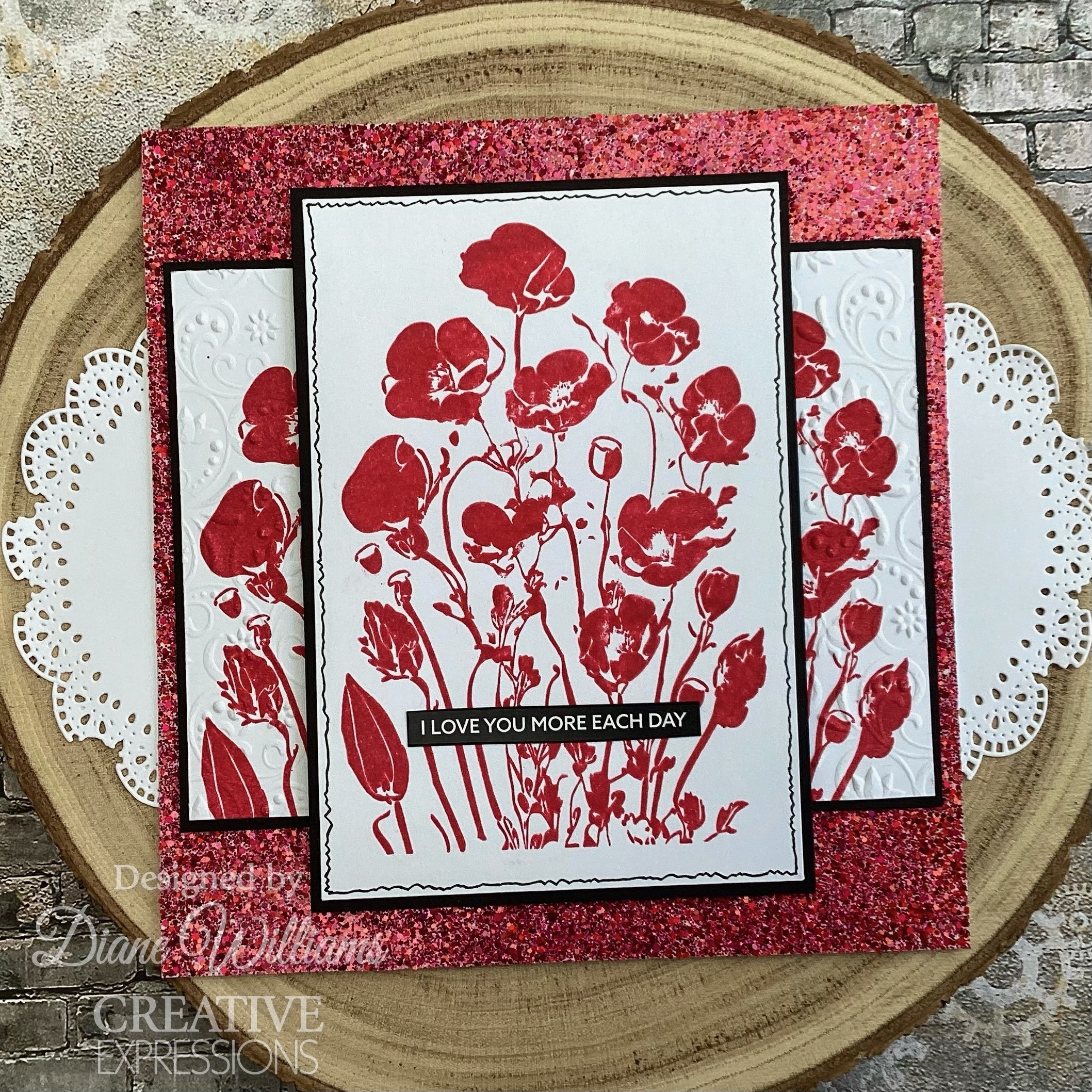 Creative Expressions Poppy Patch 4 in x 6 in Pre Cut Rubber Stamp