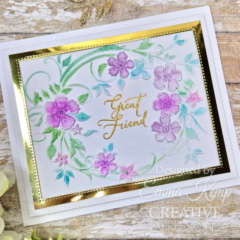 Creative Expressions Blossom Wreath 5 in x 7 in 3D Embossing Folder