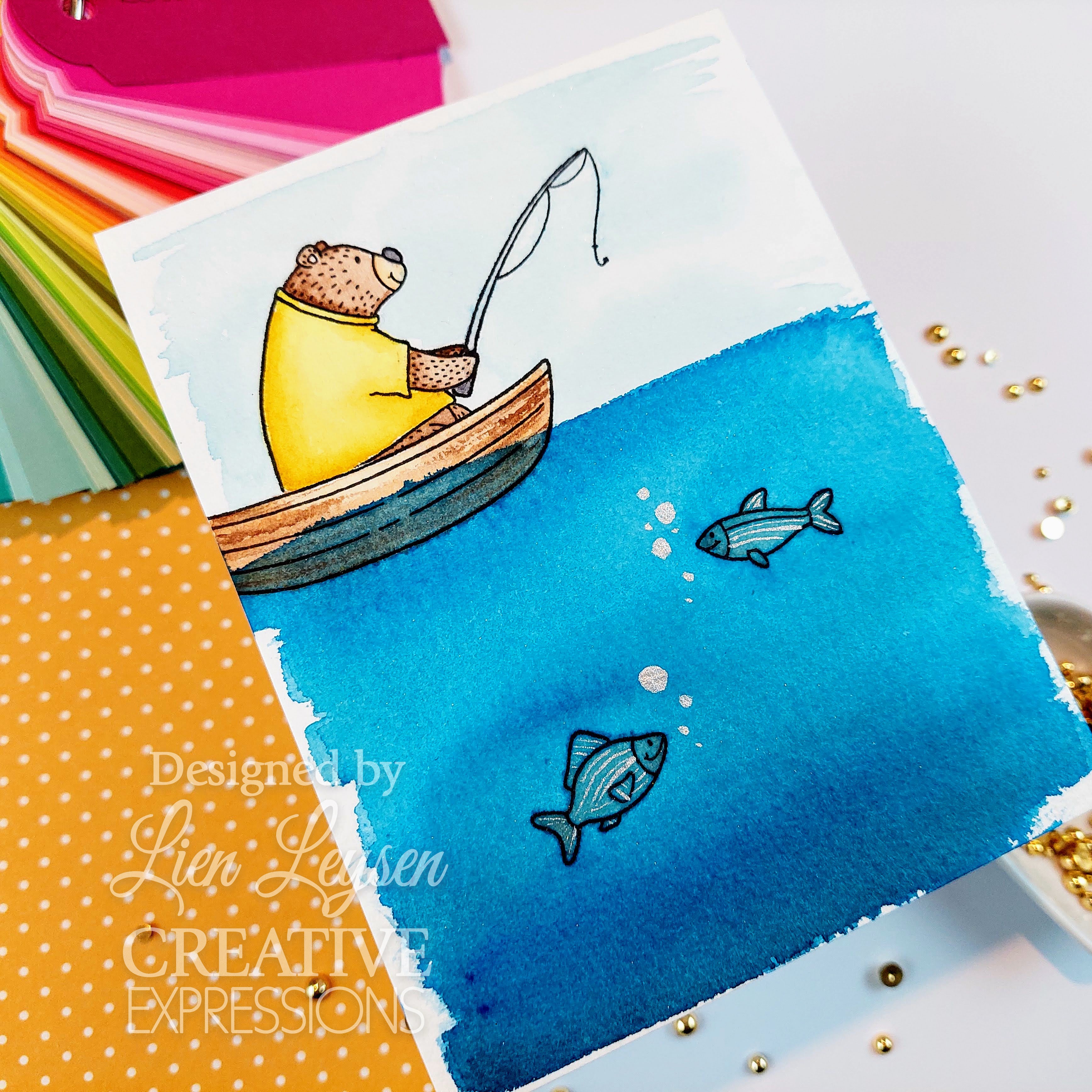 Creative Expressions Jane's Doodles Gone Fishing 6 in x 8 in Clear Stamp Set