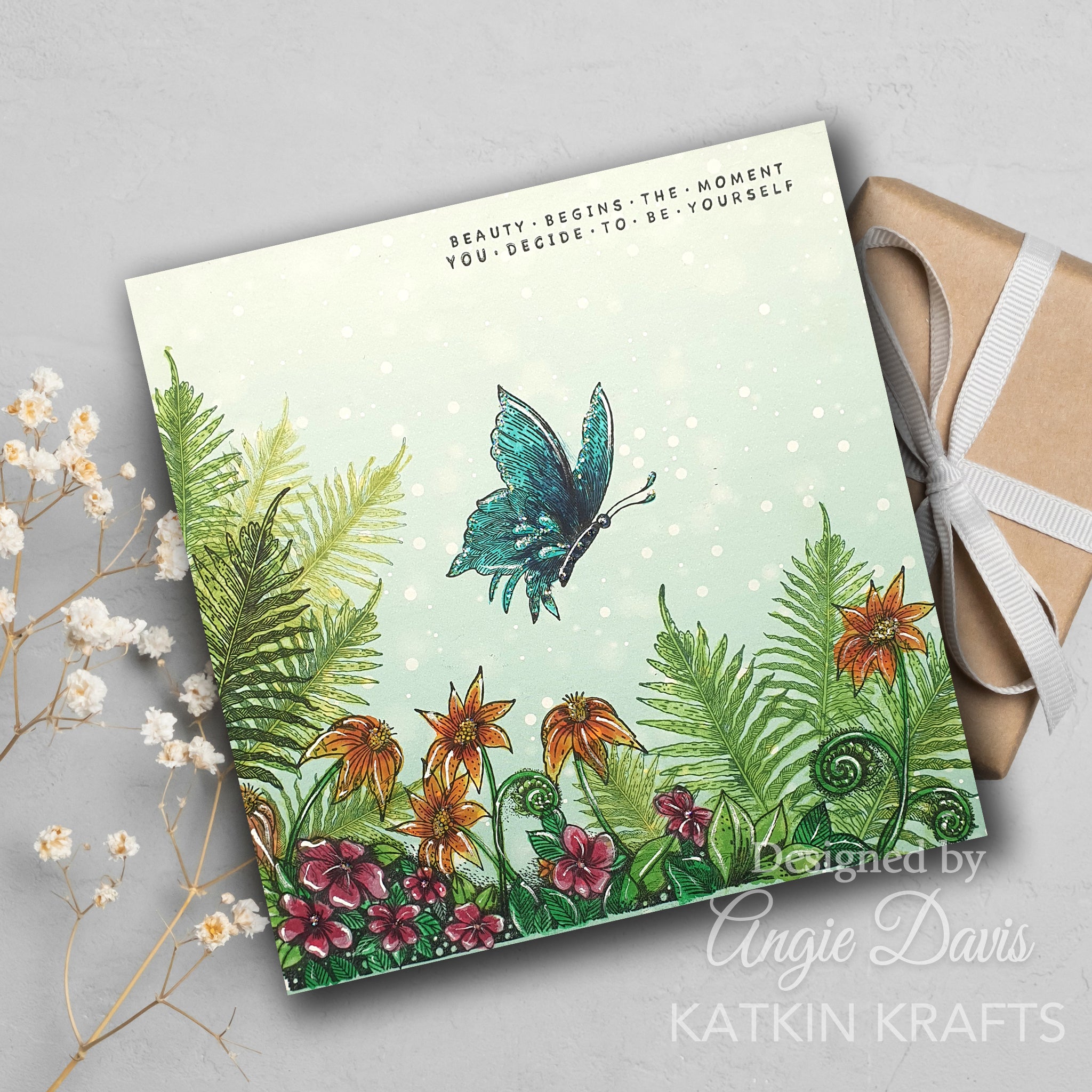 Katkin Krafts The Butterfly Effect 6 in x 8 in Clear Stamp Set