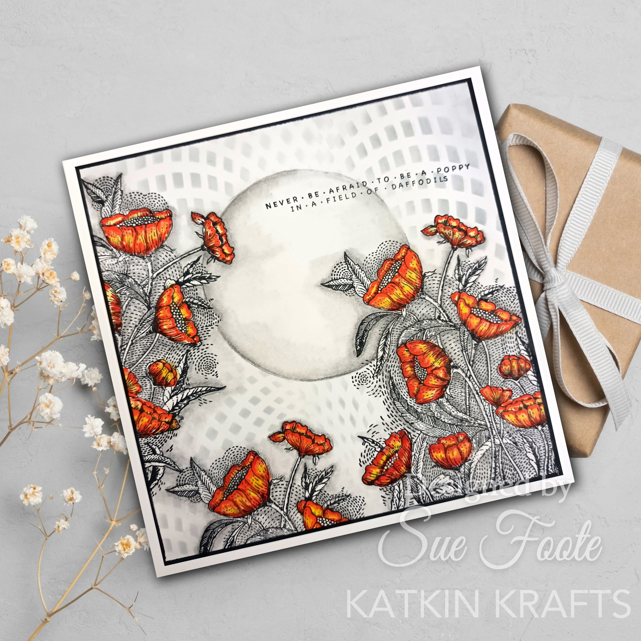 Katkin Krafts Poppy Power 6 in x 8 in Clear Stamp Set