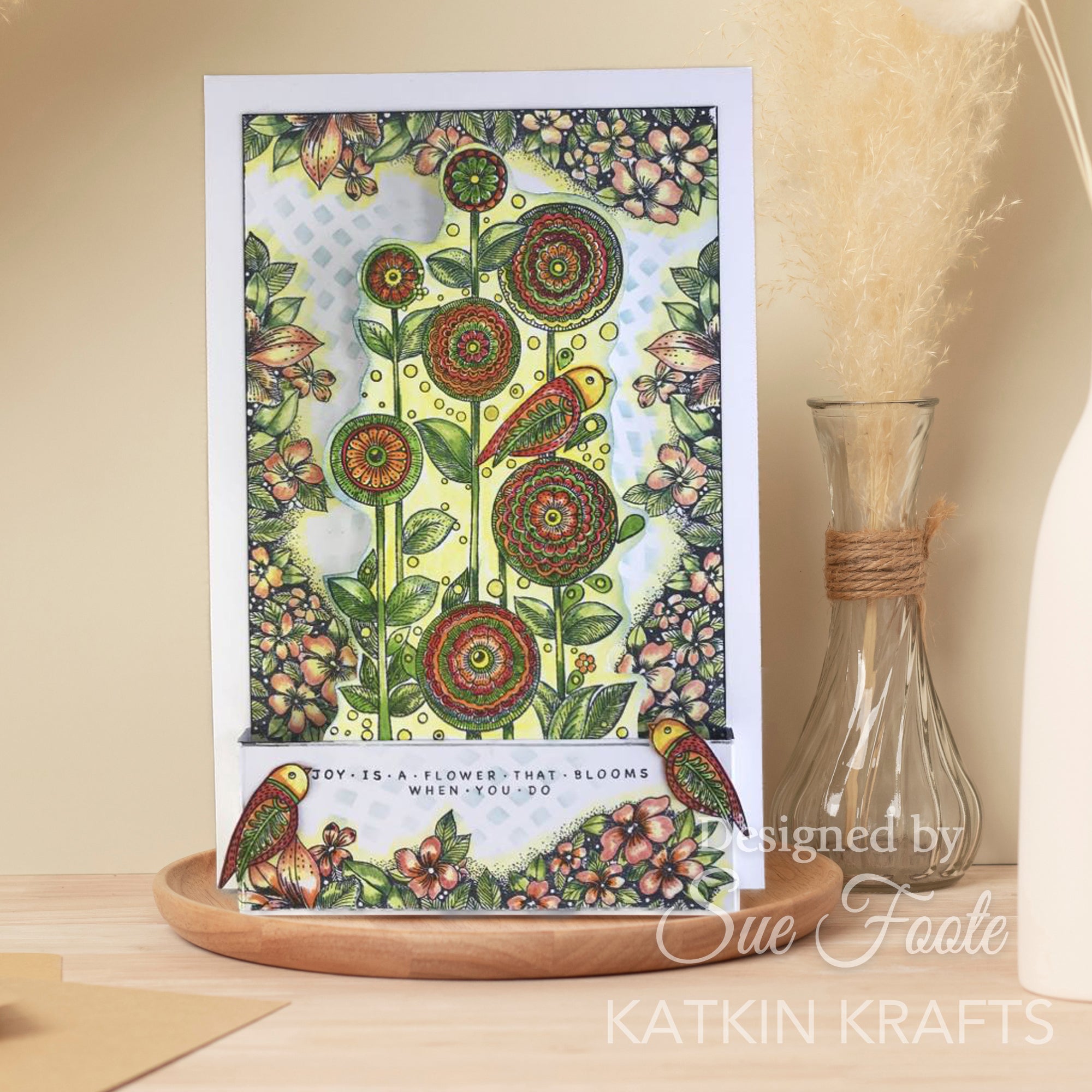 Katkin Krafts Dance With Dahlias 6 in x 8 in Clear Stamp Set